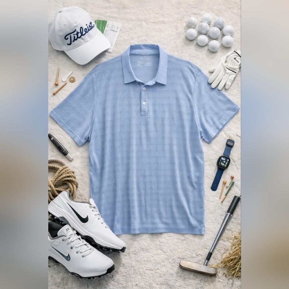 THE CHARGE STATELY APPAREL 1/4 Button Blue S Sleeve PolyGolf Polo Shirt Mens XXL